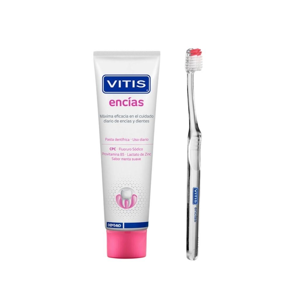 Pack Cepillo Dental Vitis Encías 1 Und + Crema Dental Vitis Encías 100 Ml